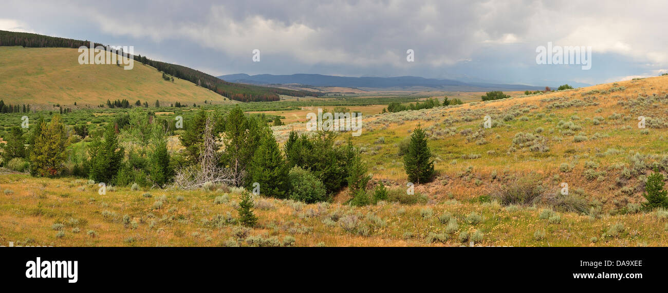 Großes Loch, National Battlefield, Nez Perce Trail, Montana, USA, Amerika, Vereinigte Staaten, USA, Panorama, Landschaft, Prärie, Natur Stockfoto
