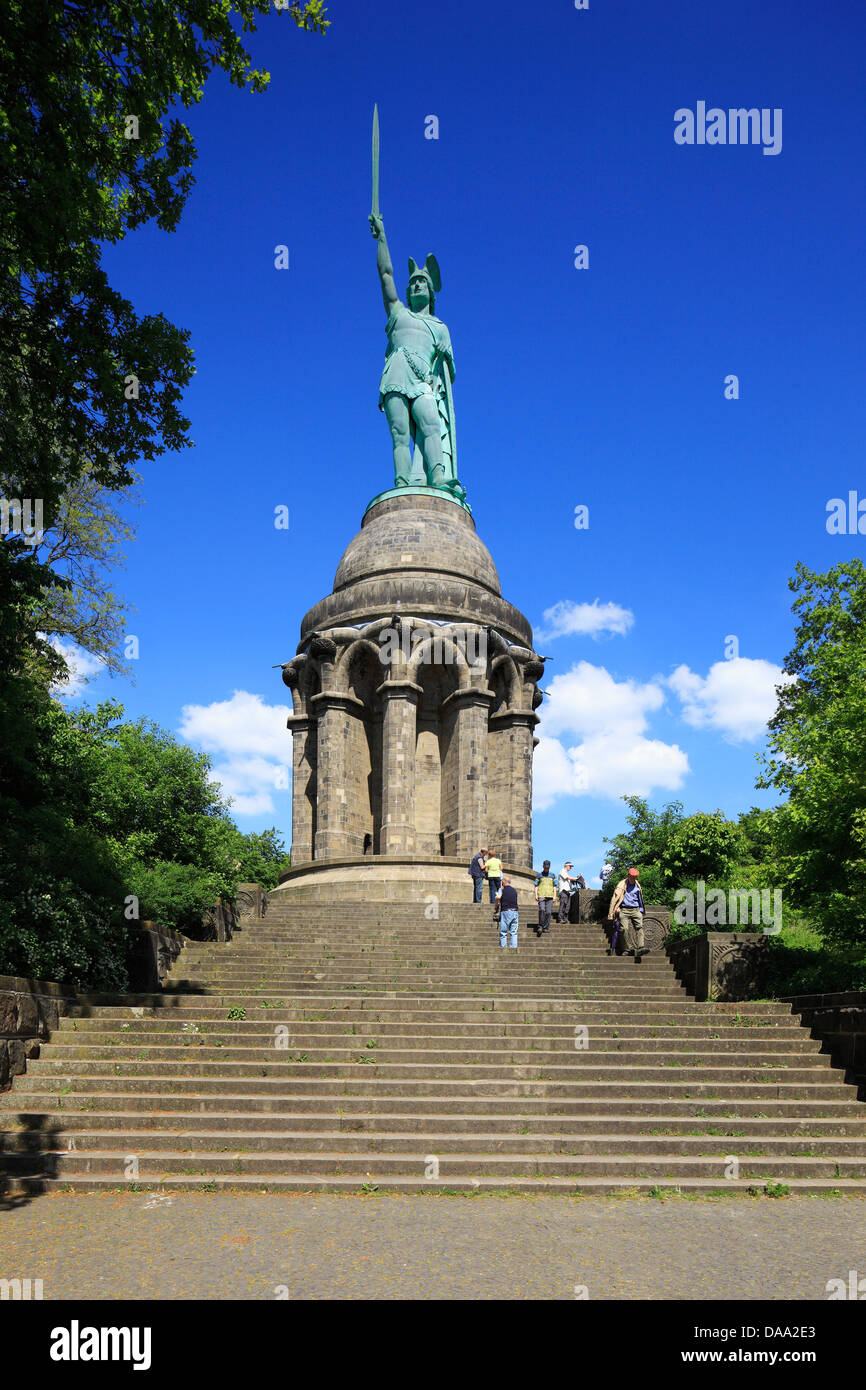 Hermannsdenkmal zur Erinnerung die Schlacht im Teutoburger Wald/Kalkriese, Kolossalstatue von Ernst von Bandel, Cheruskerfuerst Arminius, Detmo Stockfoto