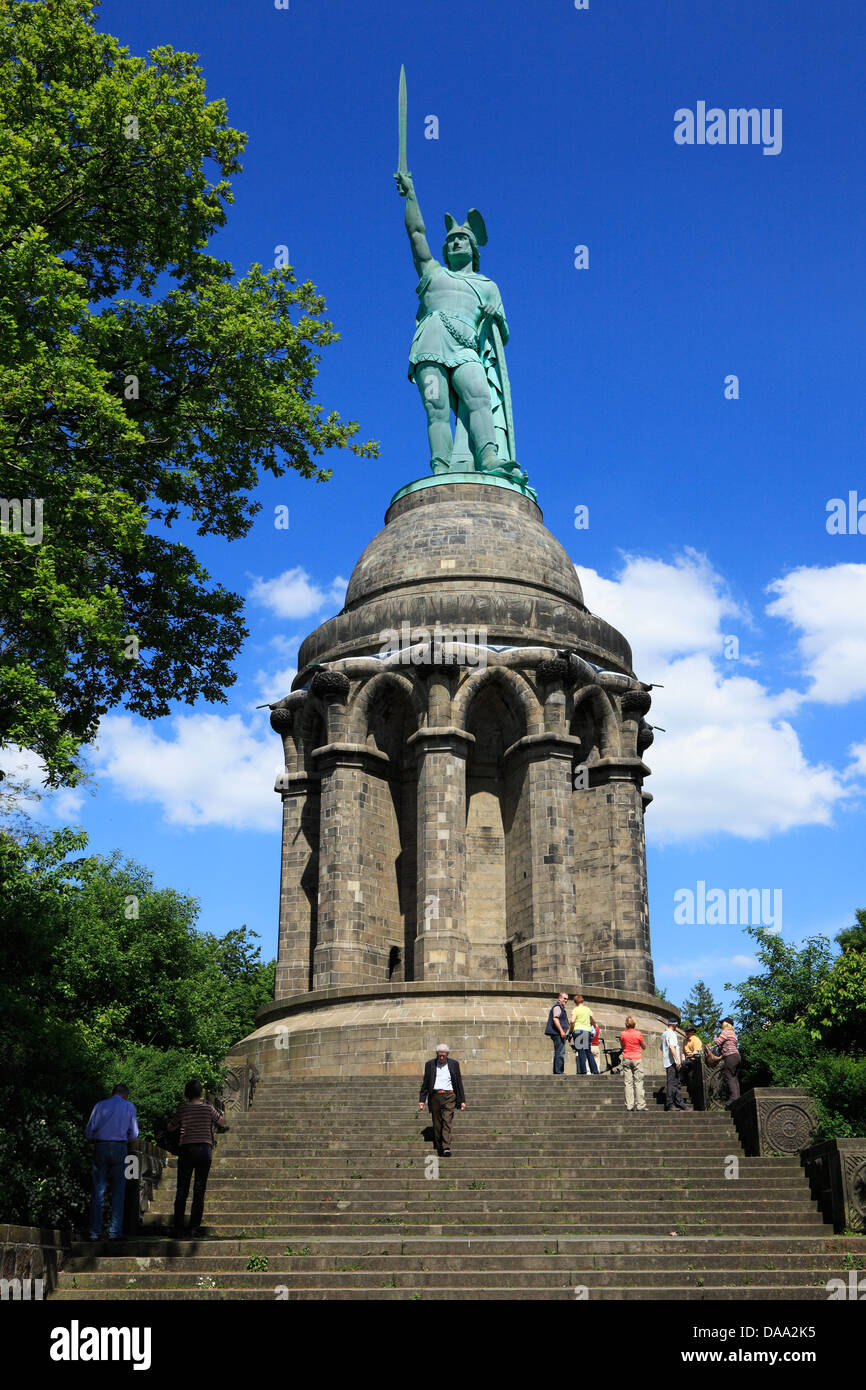 Hermannsdenkmal zur Erinnerung die Schlacht im Teutoburger Wald/Kalkriese, Kolossalstatue von Ernst von Bandel, Cheruskerfuerst Arminius, Detmo Stockfoto