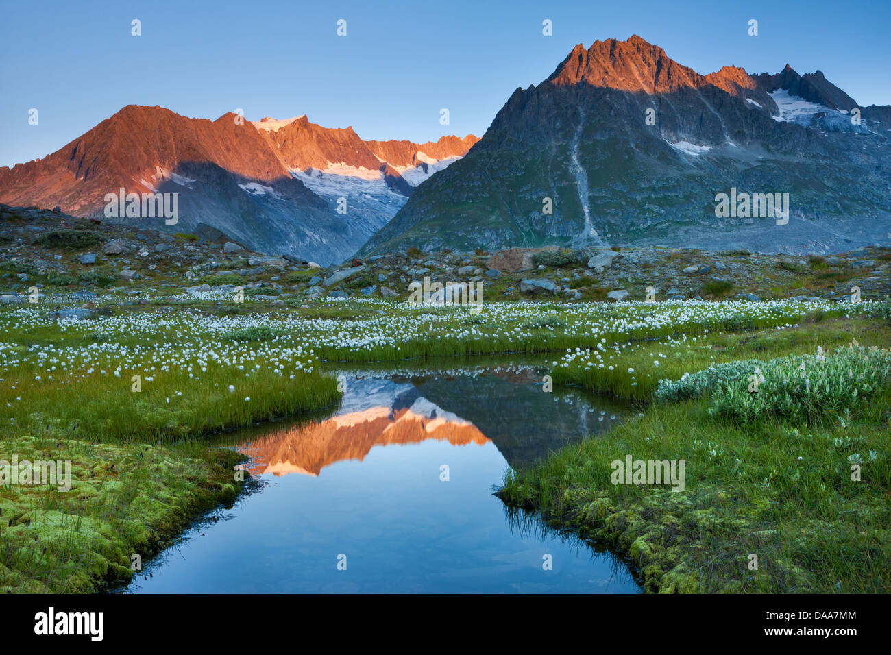 Gletscherrandsee, Schweiz, Europa, Kanton Wallis, Aletschgebiet, UNESCO Weltnaturerbe, Natur, Berge, See, Berg Stockfoto