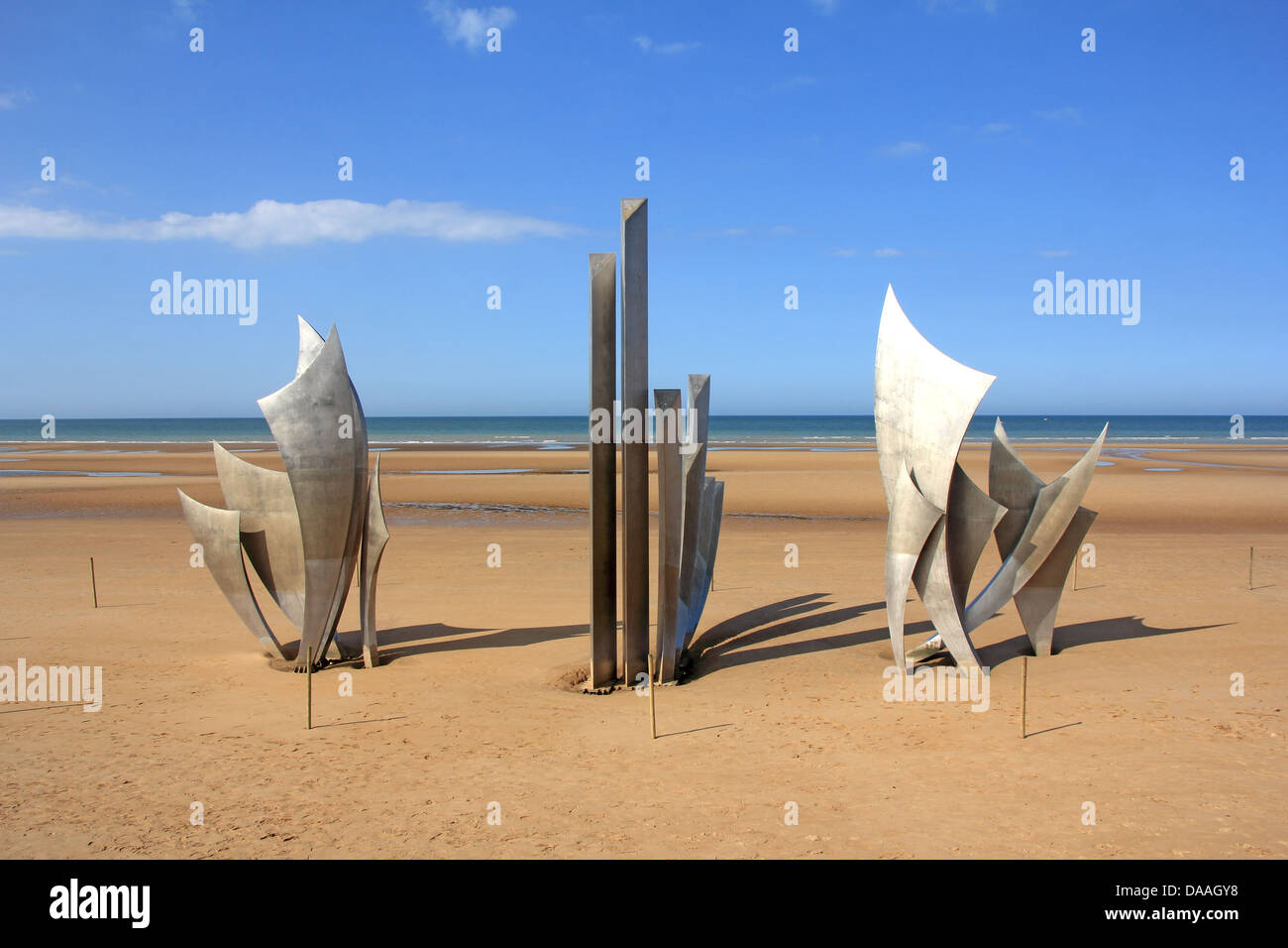 Denkmal am Omaha Beach - Ort der Landung der Alliierten in der Normandie d-Day-Invasion - 6. Juni 1944. Stockfoto