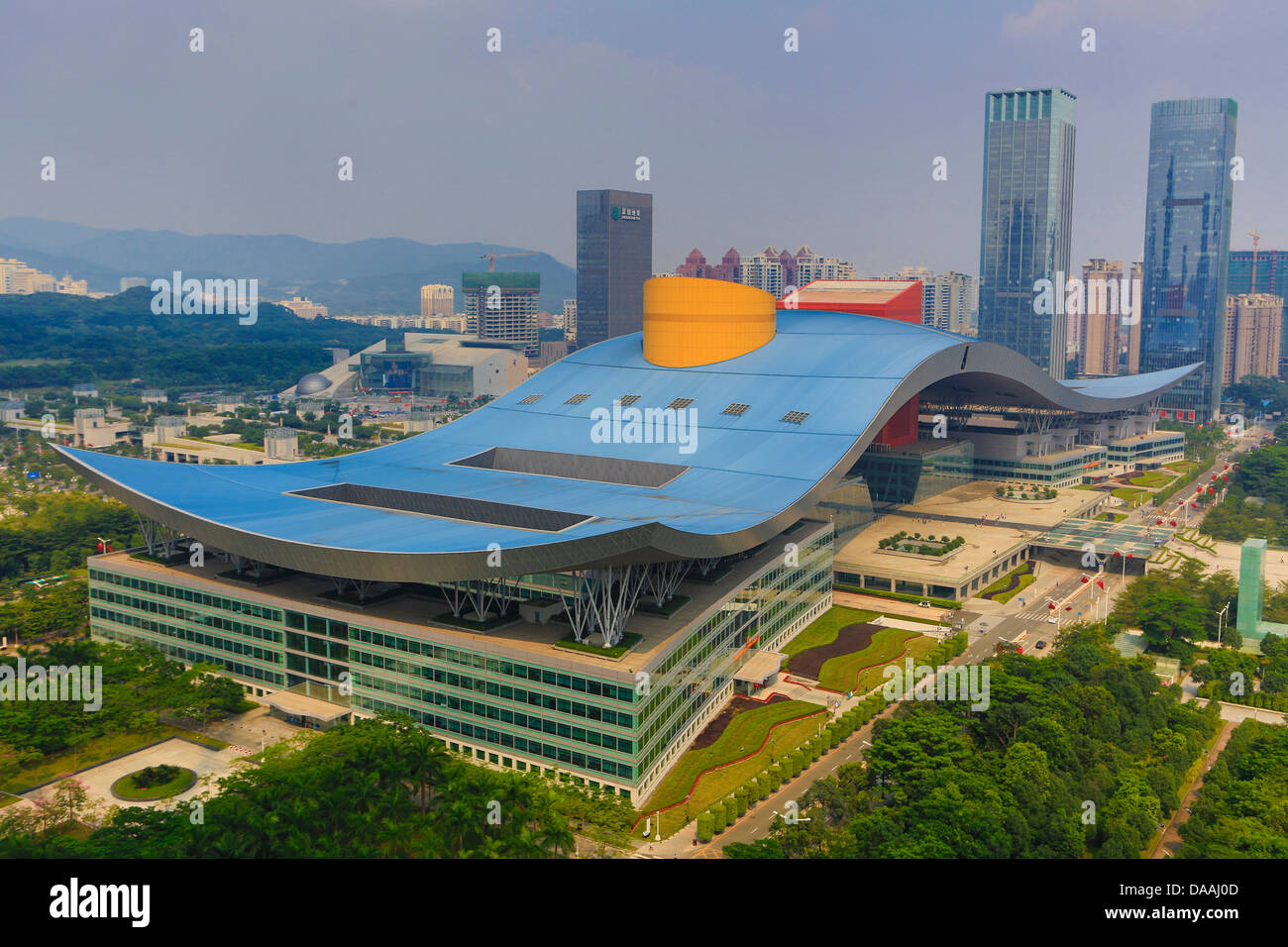 China, Shenzhen, Stadt, Asien, Innenstadt, Civic Center, Skyline, Architektur, groß, center, civic, Kurve, Design, Innenstadt, riesig, r Stockfoto