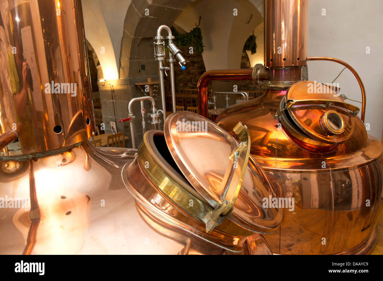 Schweiz, Europa, Luzern, Luzern, Stadt, Stadt, Tourismus, Brauerei, Rathaus Brauerei, Kupferkessel, Kupfer, Bier Stockfoto