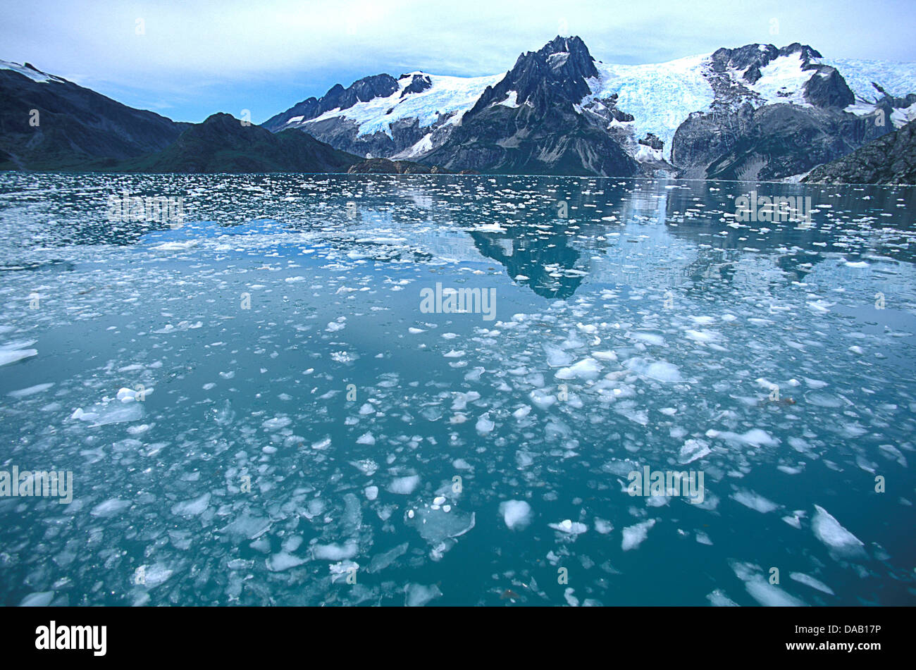 Nordwestlichen Fjord, Kenai Fjords National Park, Alaska, USA, eisig, Wasser, Gletscher, Berge, Reflexion, Kälte, Peak, Snowcap, s Stockfoto