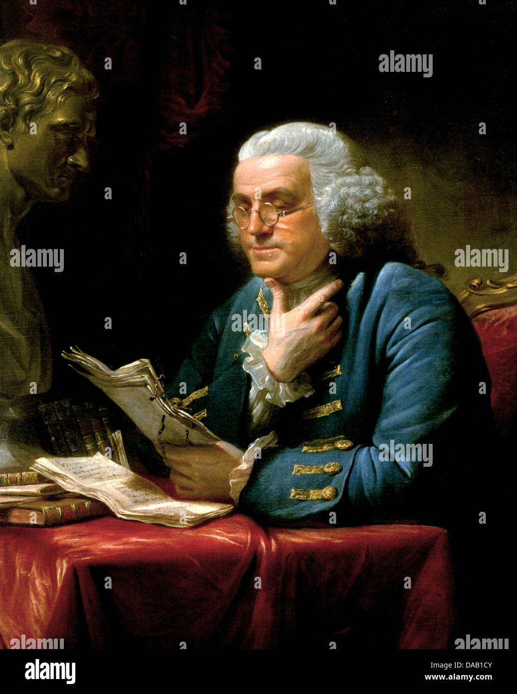 BENJAMIN FRANKLIN (1706-1790) amerikanischer Universalgelehrter des englischen Künstlers David Martin im Jahre 1767 gemalt Stockfoto