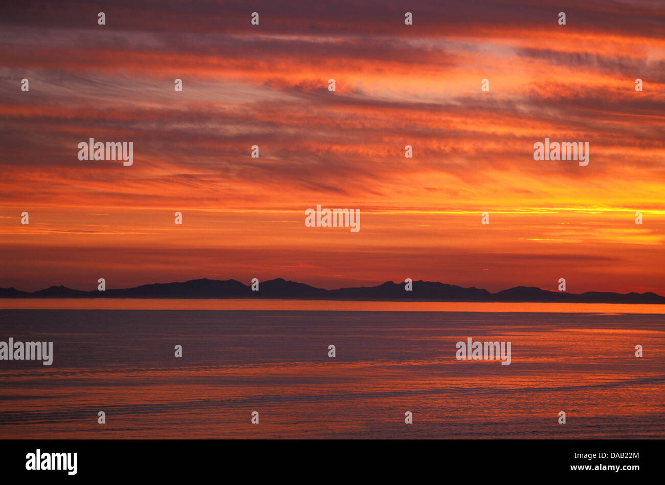 Sonnenuntergang, Passage, Petersburg, Alaska, USA, orangefarbenen Himmel, Sonnenuntergang, Meer, Wasser, warme, entspannende Stockfoto