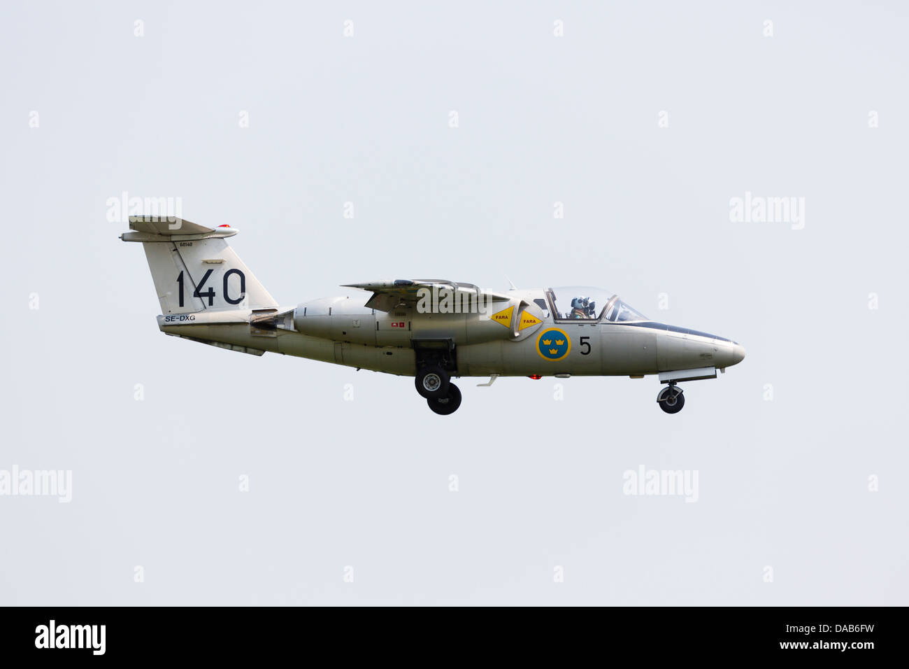 SAAB 105 SK60 von der schwedischen Luftwaffe historische Flug am Ansatz zur RAF Waddington Airshow 2013 Stockfoto