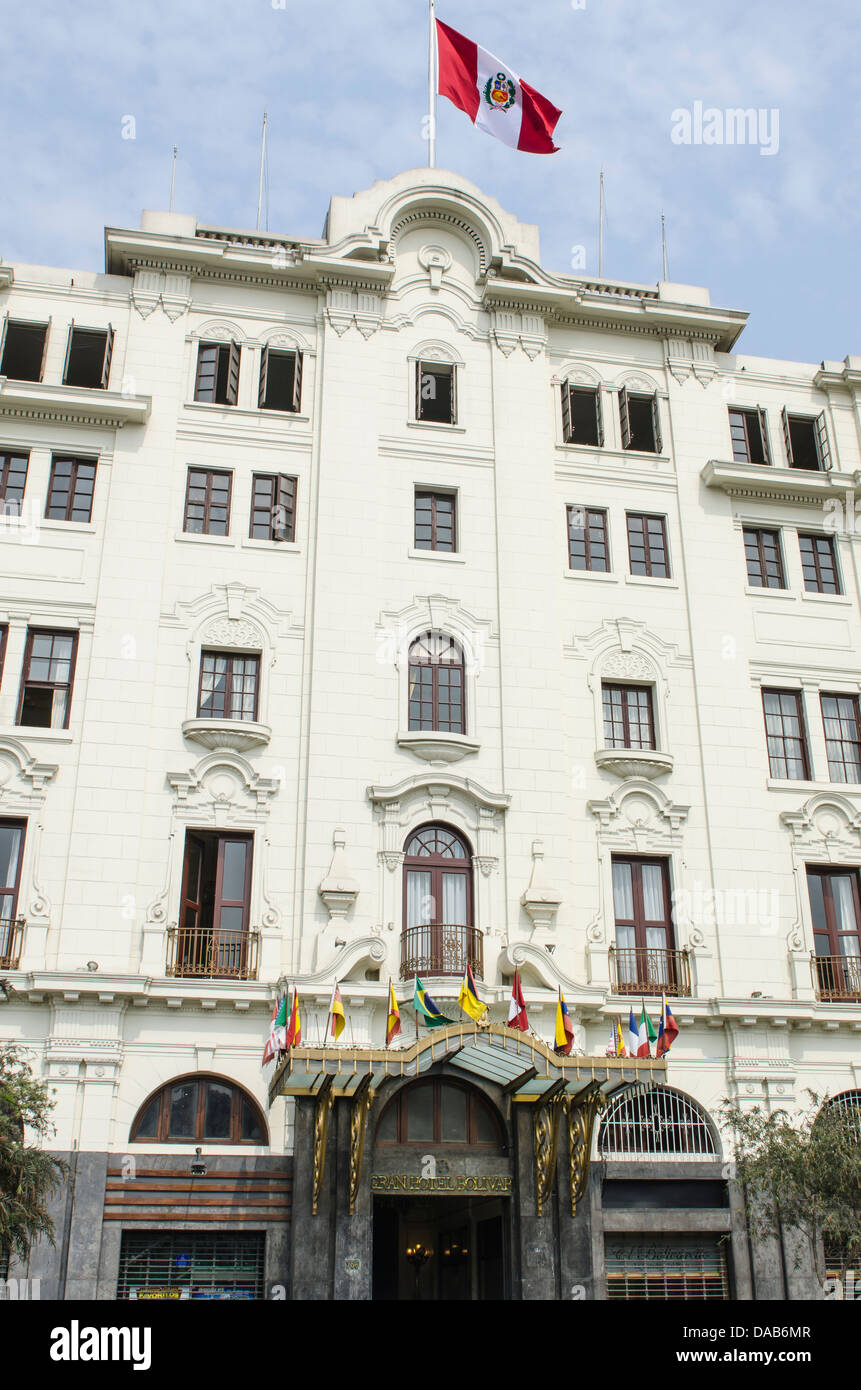 Haupteingang des Gran Hotel Bolivar, Lima, Peru. Stockfoto