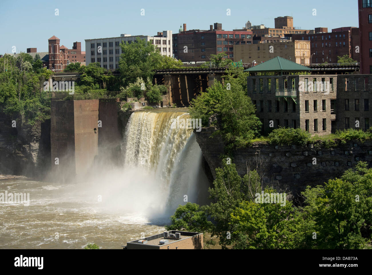 Obere fällt auf den Genesee River in Rochester NY. Stockfoto