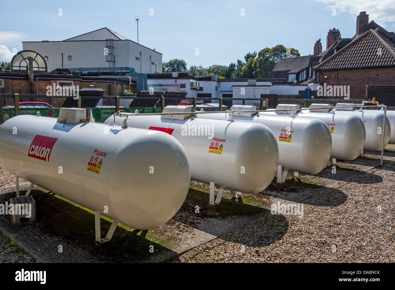 Calor Gas Tank Farm Installation Propanbrenner Stockfoto