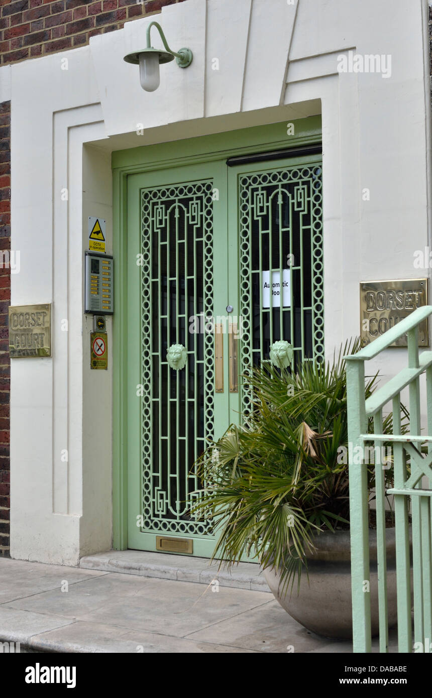 Eintritt in Dorset Gericht Luxus Appartements in Dorset Street, Marylebone W1, London, UK. Stockfoto