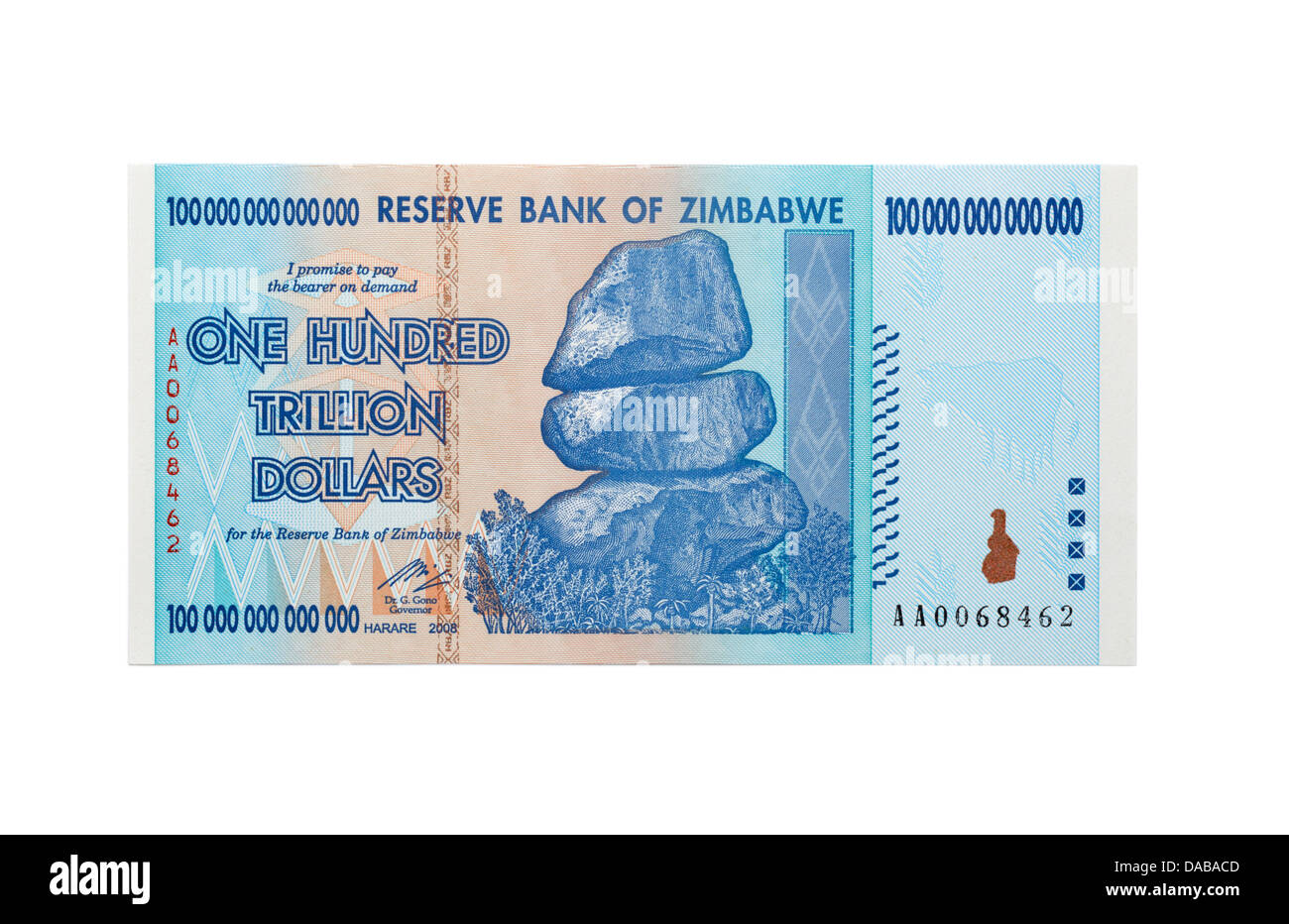 Simbabwe-Währung. Die hohen Zahlen reflektieren galoppierende Inflation im Land Stockfoto