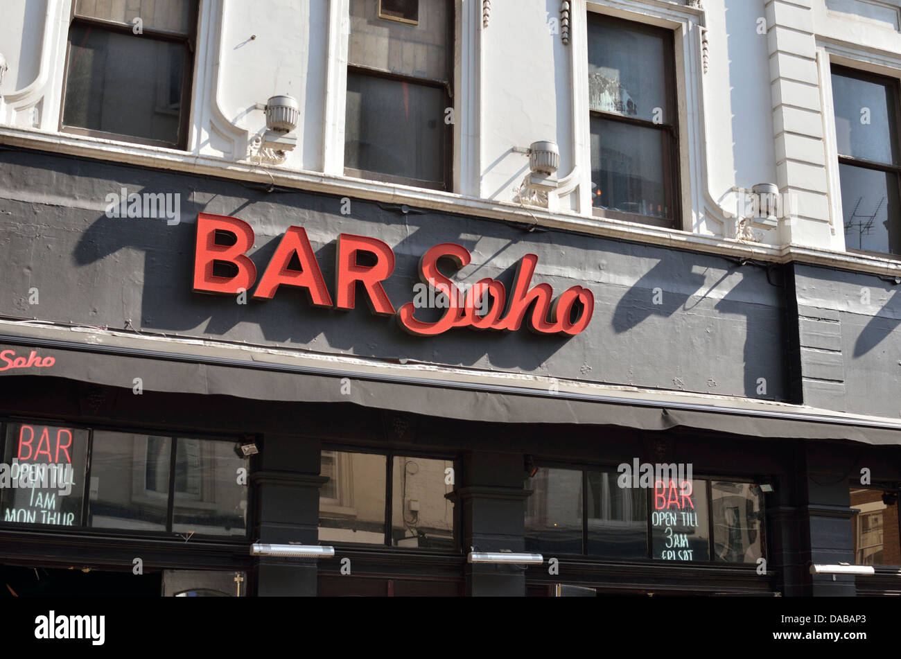 Bar-Soho in Old Compton Street, Soho, London, Großbritannien. Stockfoto