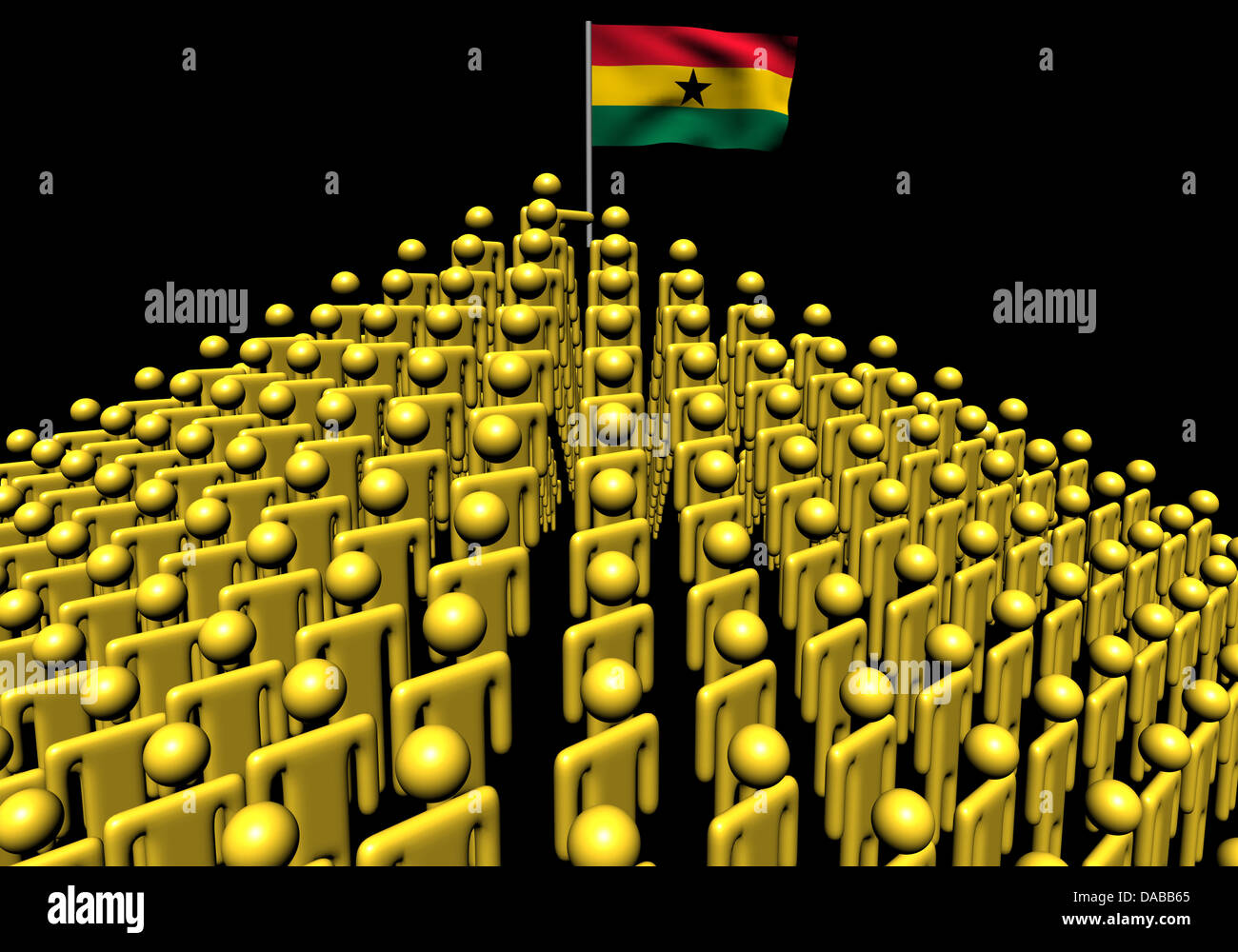 Pyramide des abstrakten Menschen mit Ghana Flagge illustration Stockfoto