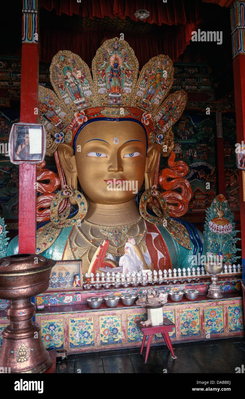 Statue des Maitreya (Buddha zu werden), Thikse Kloster, Ladakh, Indien Stockfoto