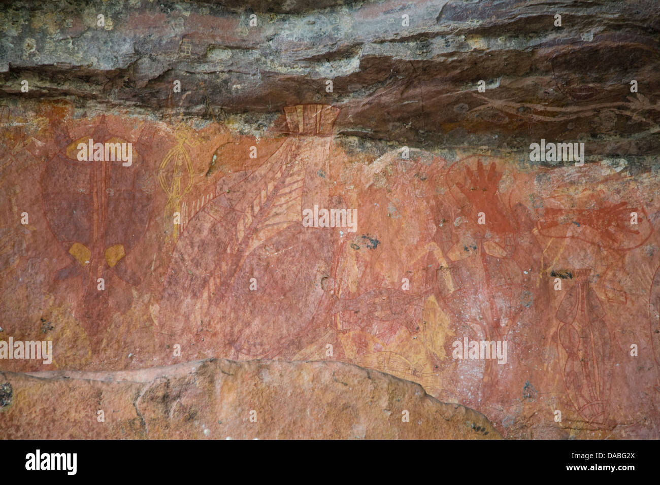 Die Ubirr im Nationalpark Kakadu, Northern Territory, Australien, einem UNESCO-Weltkulturerbe, ist ein Ort der Kunst der Ubirr-Einwohner der ersten Nationen Stockfoto