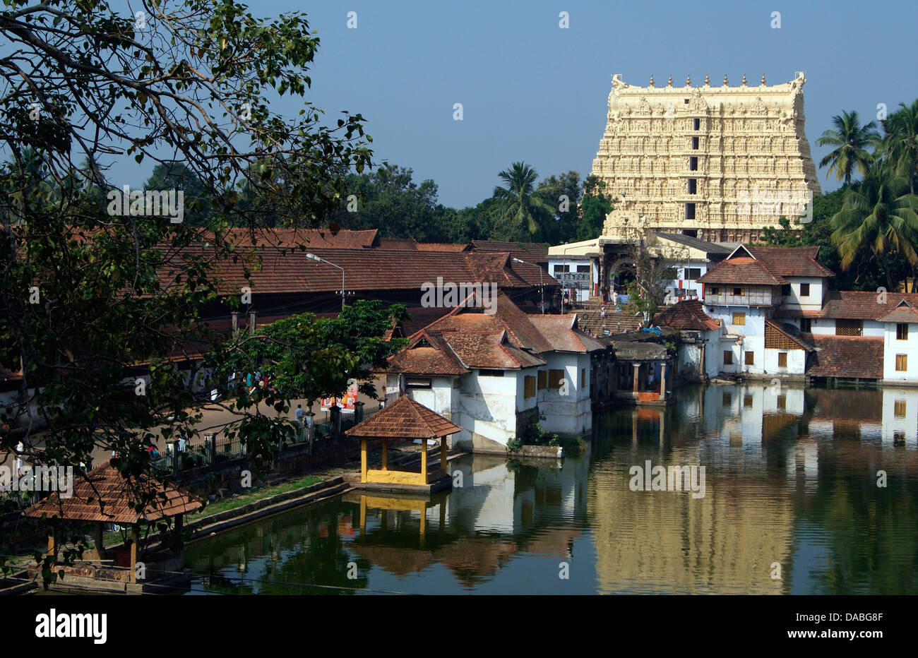 Gesamtansicht von Sri Padmanabhaswamy Tempel Trivandrum Thiruvananthapuram Kerala Indien Stockfoto
