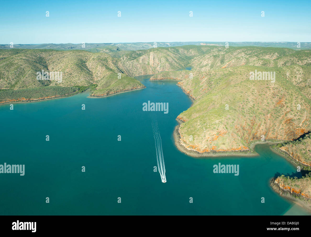 Luftaufnahme der Talbot Bay, bekannt für seine Horizontal Falls ...
