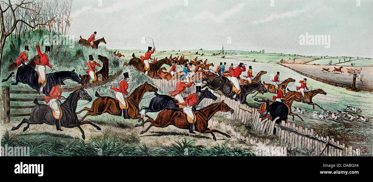 Leicestershire Gaudet Equis Canibusque - ein Kampf für den Start 1830 nach John Dean Paul Englisch England Großbritannien Stockfoto