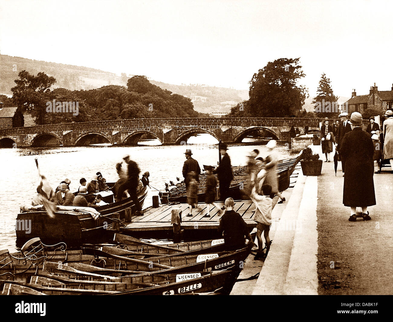 Otley Wharfe Meadows Park wohl 1930er Jahre Stockfoto