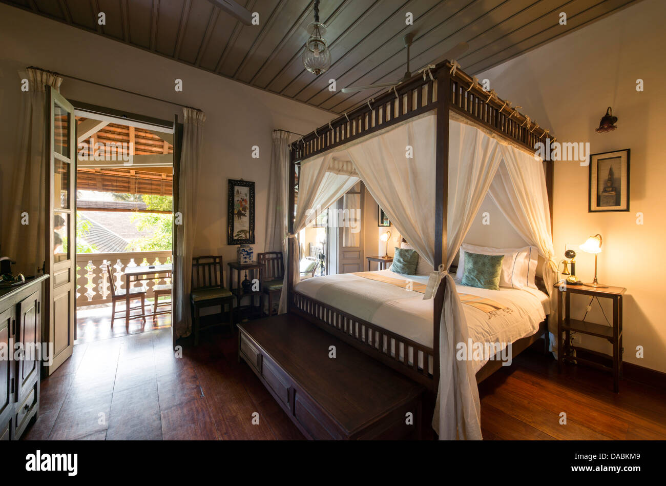 Innere des Satri House Hotel, Luang Prabang, Laos, Indochina, Südostasien, Asien Stockfoto