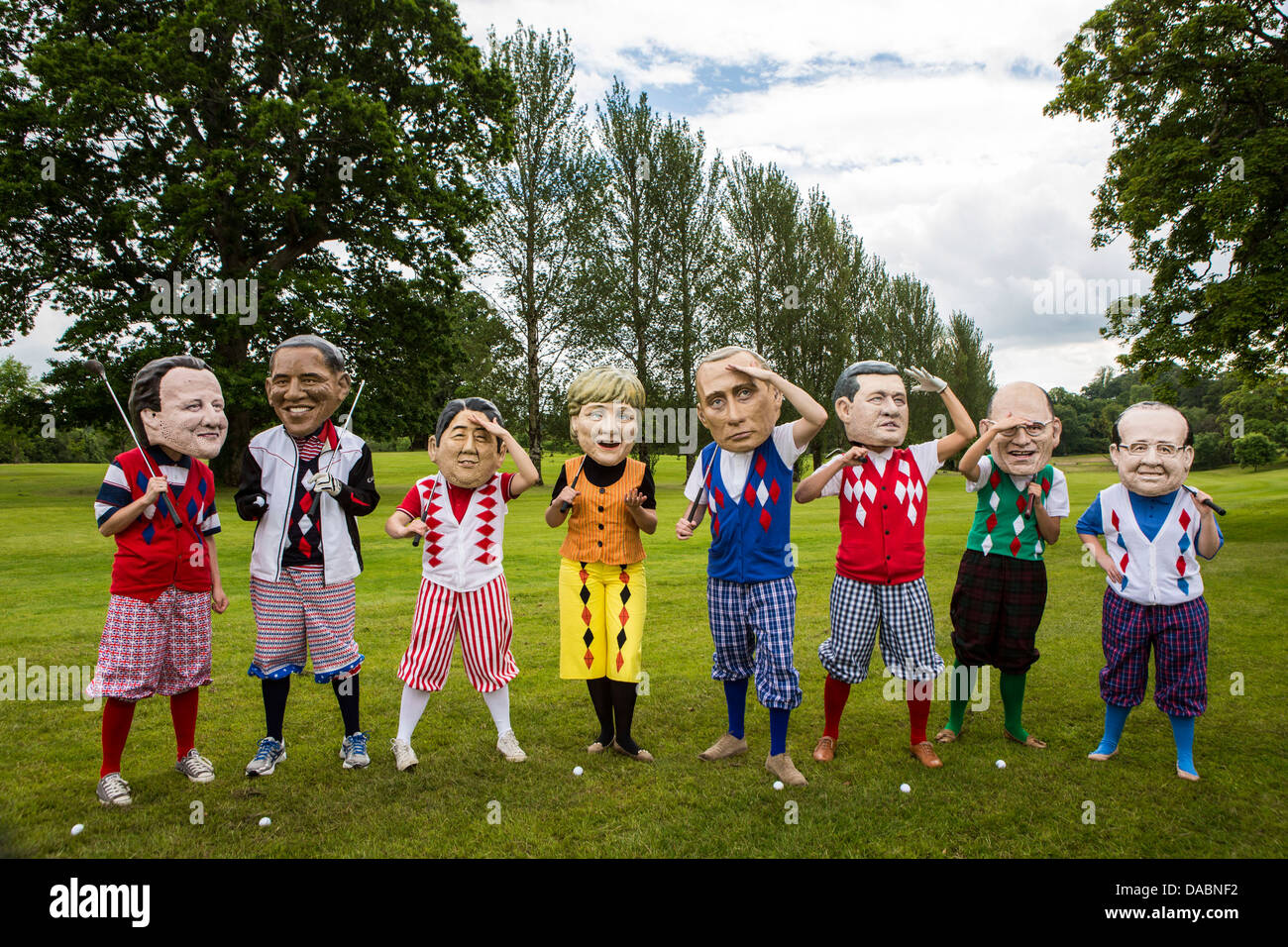 Staats-und Regierungschefs der G8-Gipfel auf Golfplatz Enniskillen, Nordirland. Teil der IF-Kampagne. Stockfoto