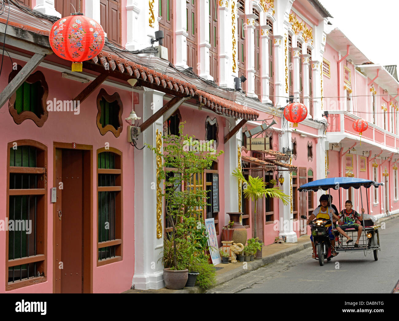 Ende des Jahrhunderts chinesischen Shophouses Romanée Road, Phuket Town, Thailand, Südostasien, Asien Stockfoto