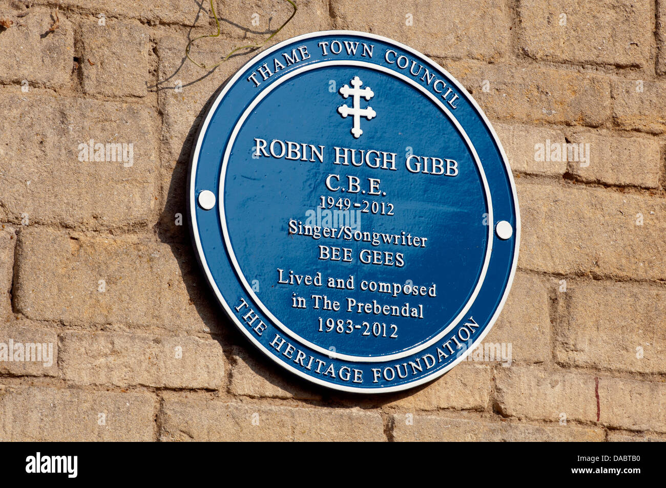 Robin Gibb blaue Plakette, die Erzbischöfe, Thame, Oxfordshire, Vereinigtes Königreich Stockfoto