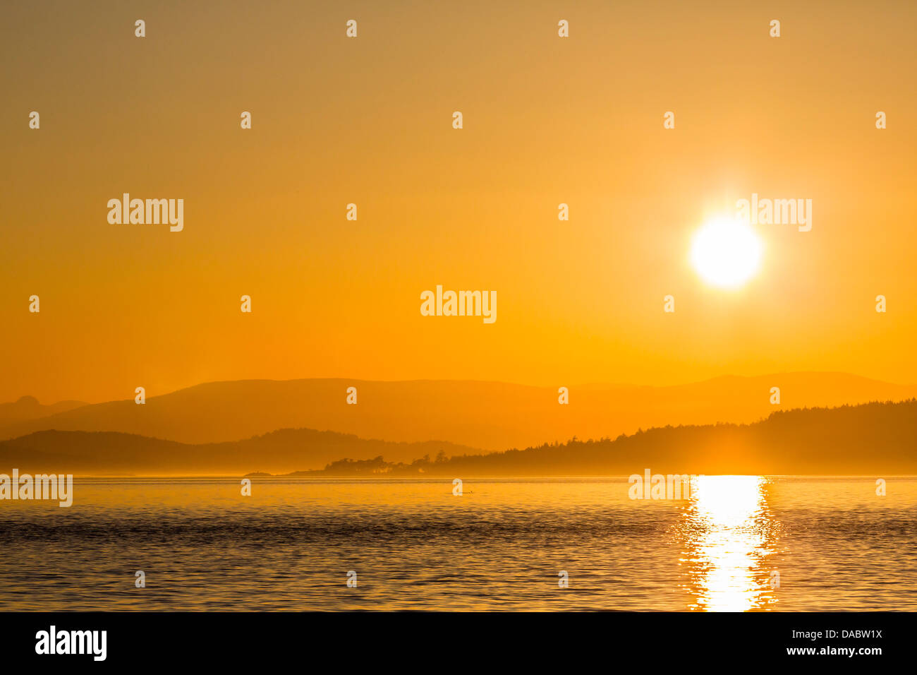 Pacific Northwest Sonnenuntergang, Haro Strait, Saturna Island, British Columbia, Kanada, Nordamerika Stockfoto