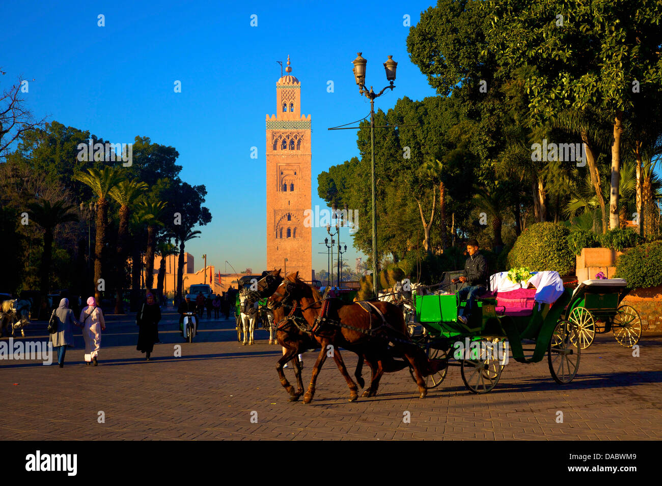 Koutoubia Moschee, UNESCO-Weltkulturerbe, Marrakesch, Marokko, Nordafrika, Afrika Stockfoto