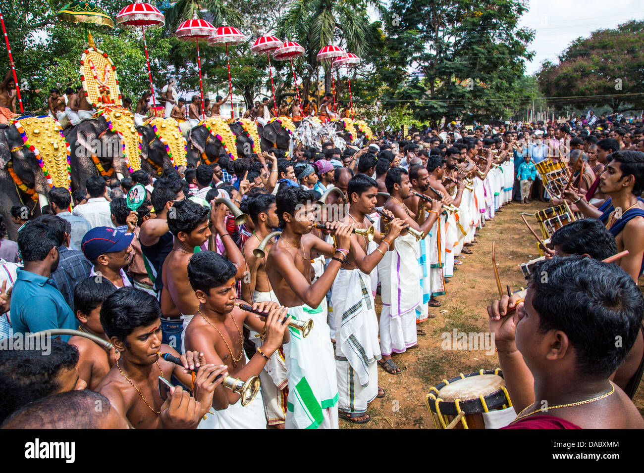 Thrissur Pooram, Tempelfest, Thrissur, Kerala, Indien Stockfoto