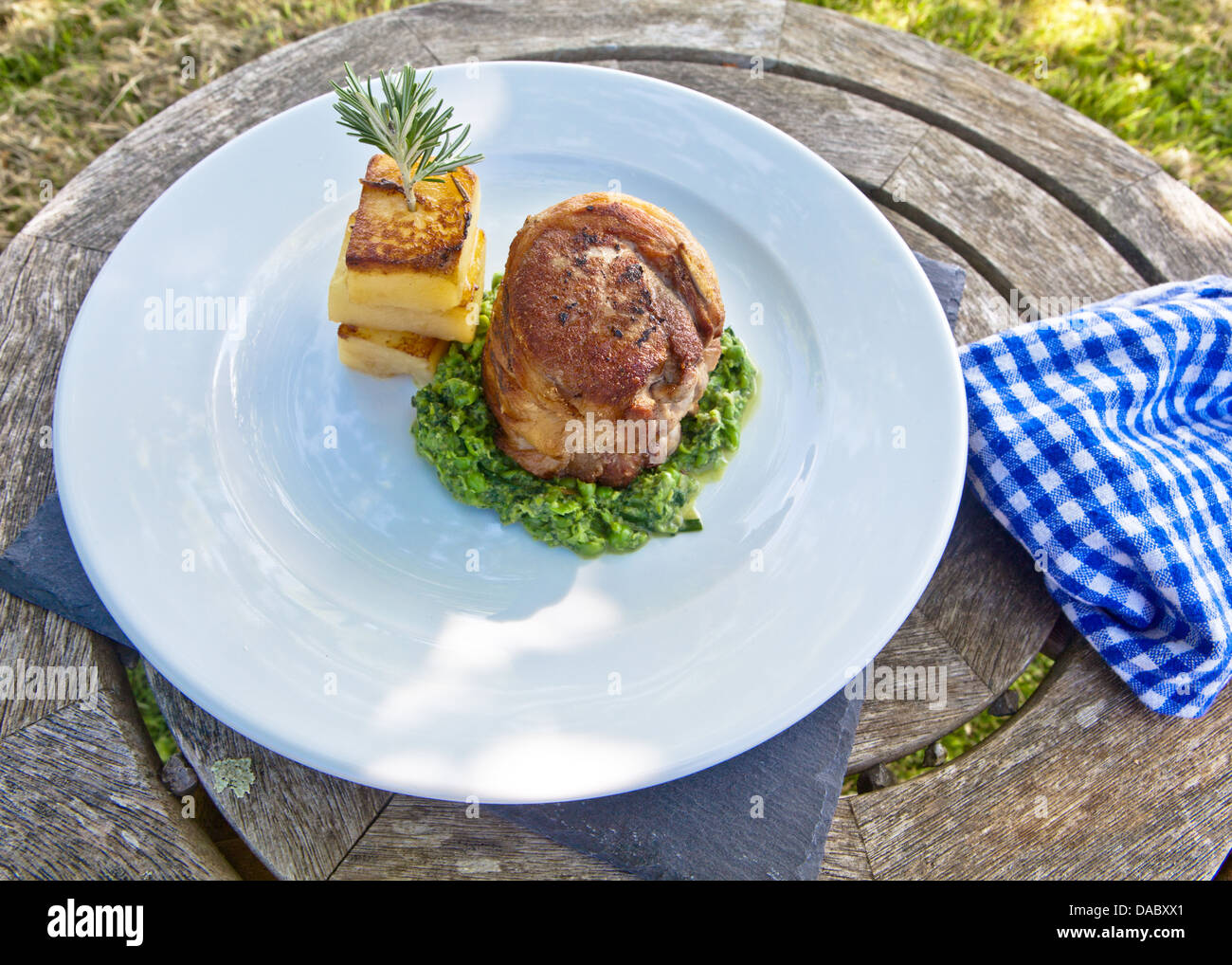 Feine Speisen britischen Lamm Abendessen braten Stockfoto