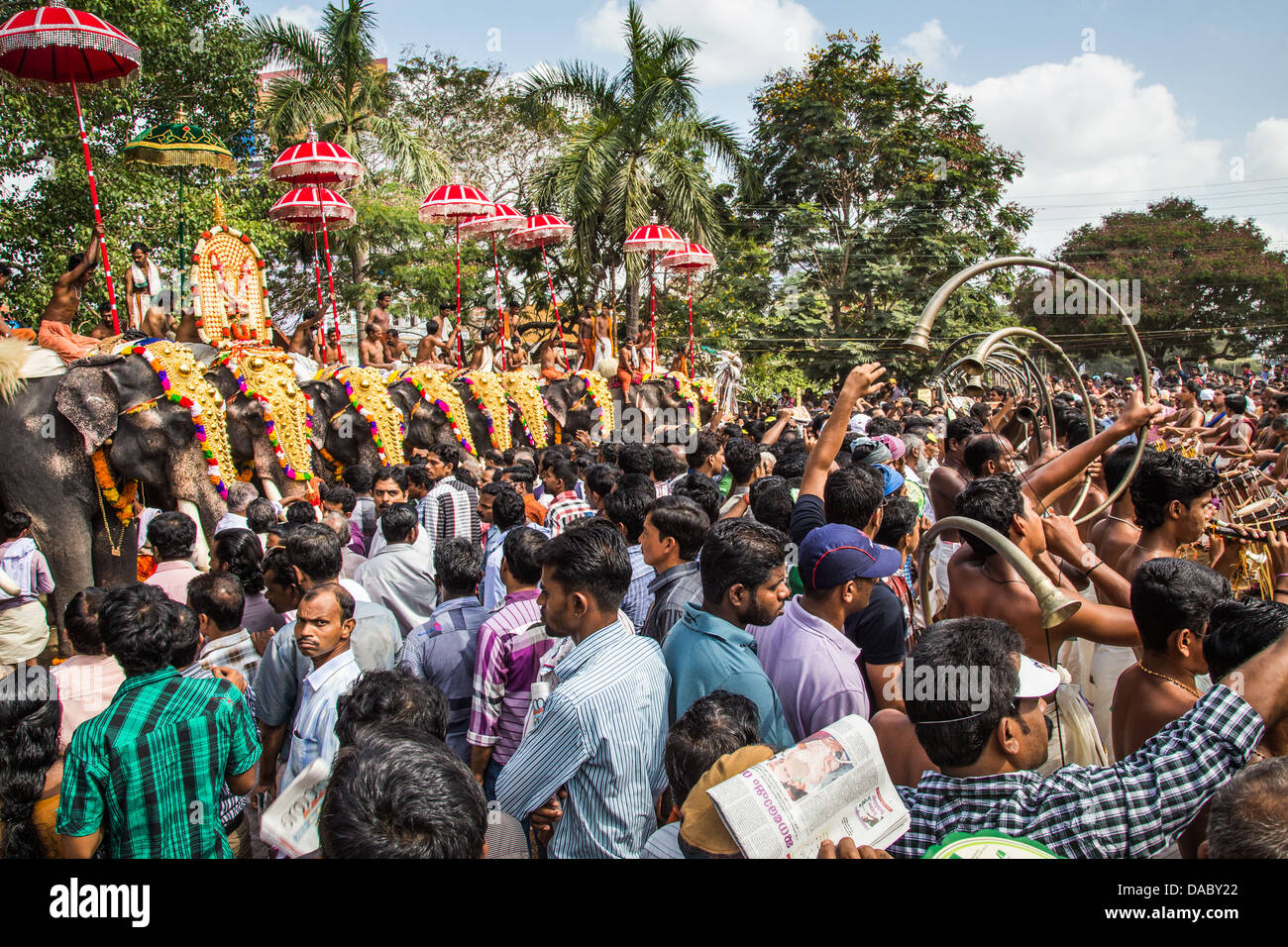 Thrissur Pooram, Tempelfest, Thrissur, Kerala, Indien Stockfoto
