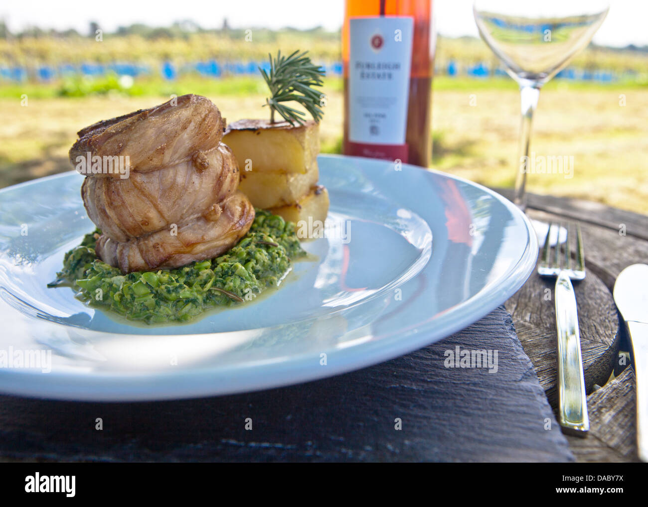 Feine Speisen britischen Lamm Abendessen braten Stockfoto