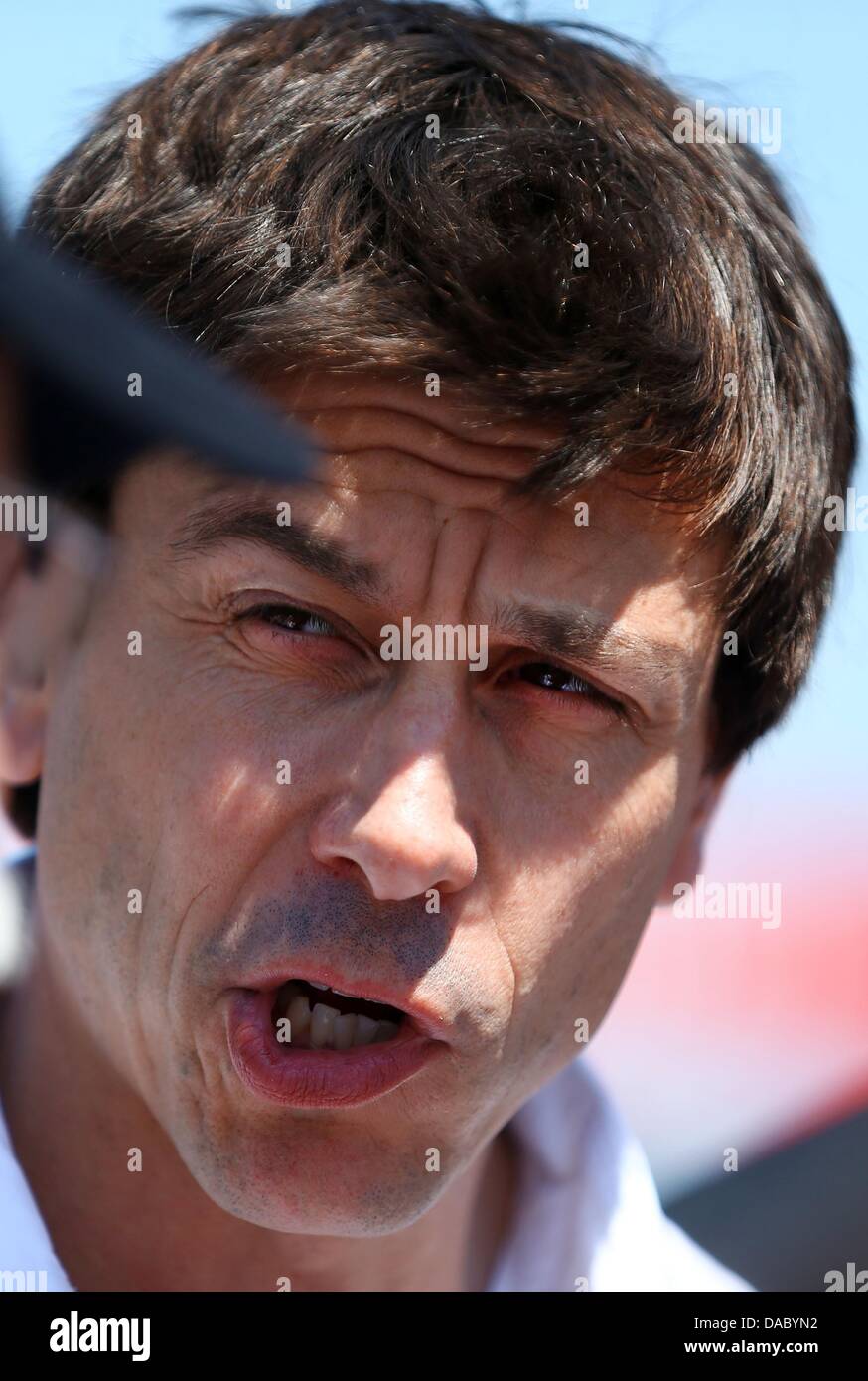 Der geschäftsführende Direktor des Mercedes AMG, österreichische Torger Christian "Toto" Wolff, gesehen auf der Rennstrecke Nürburgring in Nuerburg, Deutschland, 7. Juli 2013. Foto: Jens Büttner/dpa Stockfoto