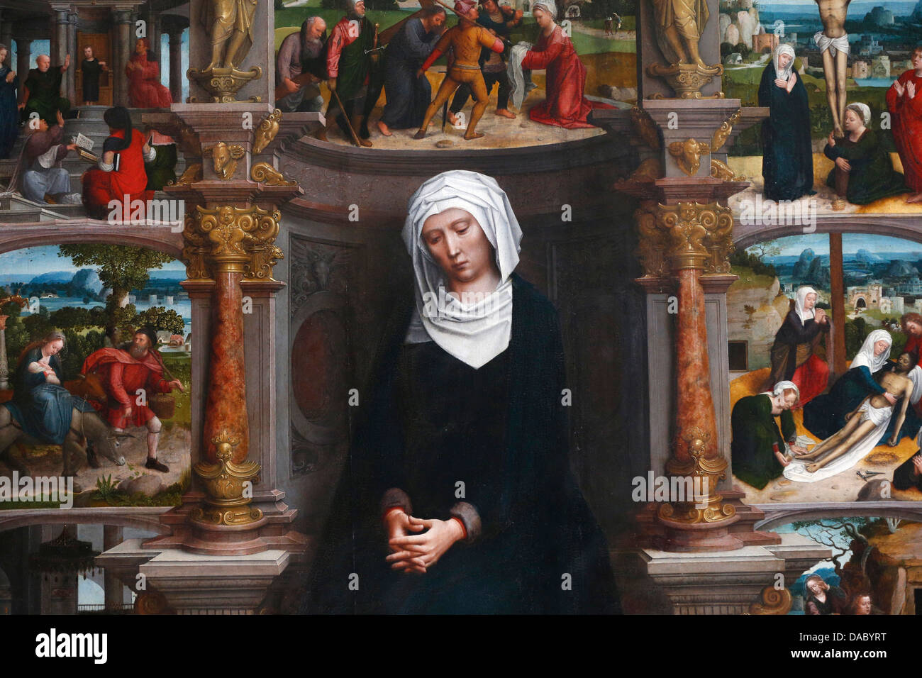 Unsere Liebe Frau von den sieben Schmerzen durch Adrain Isenbrandt aus dem Jahre 1530, Frauenkirche, Brügge, West-Flandern, Belgien, Europa Stockfoto