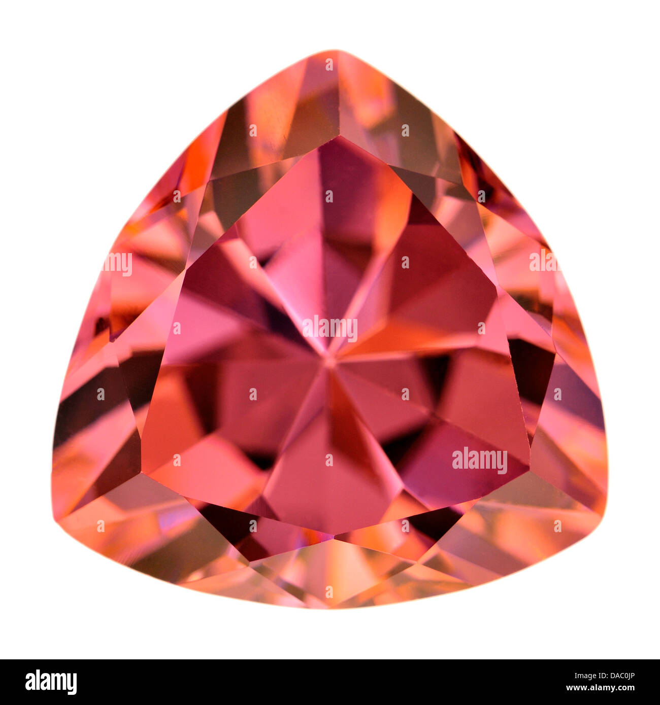 Trillion-Schliff rosa Saphir (Lab erstellt) Stockfoto