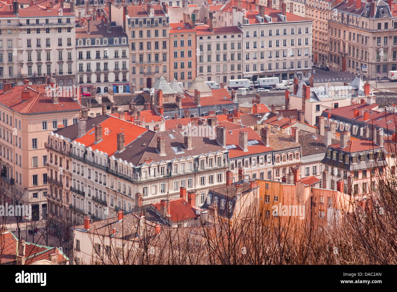 Blick über die Dächer der Stadt Lyon, Rhone-Alpes, Frankreich Stockfoto