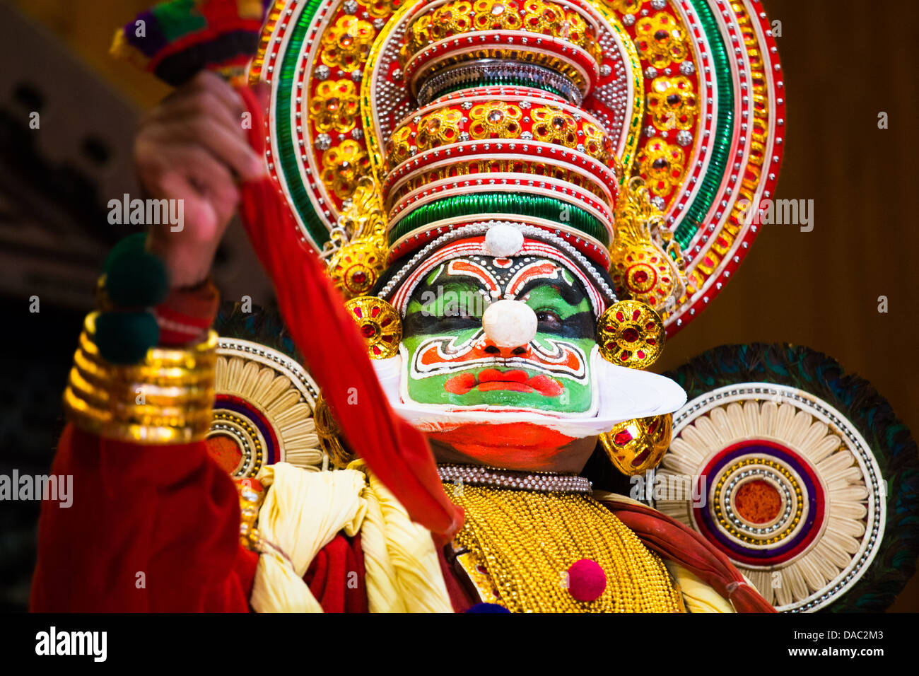 Kathakali, klassische Kerelan Performance, Kochi, Kerala, Indien Stockfoto