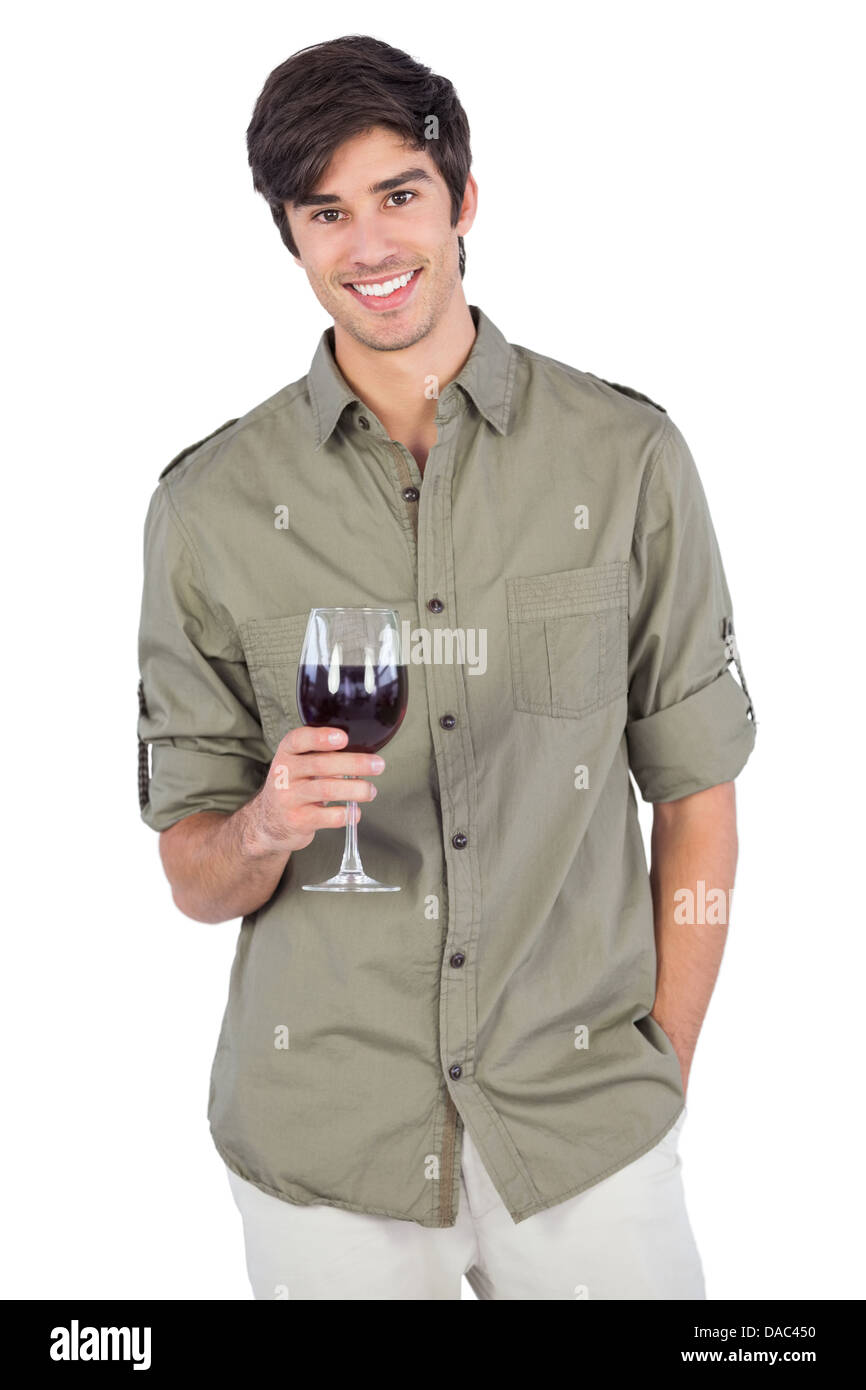 Gut aussehender Mann mit Weinglas Stockfoto
