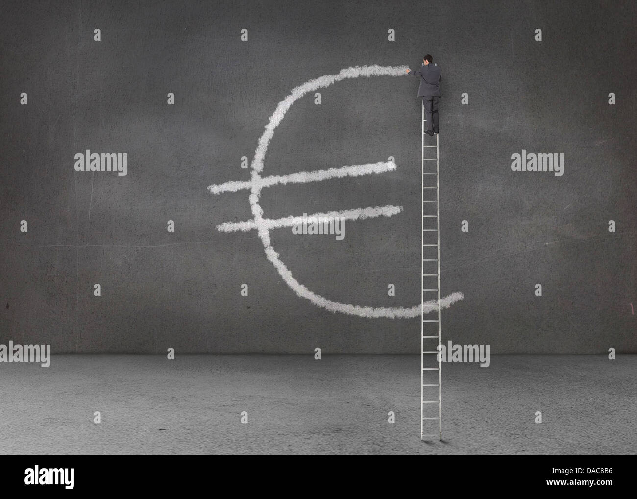 Geschäftsmann Zeichnungssymbol euro Stockfoto