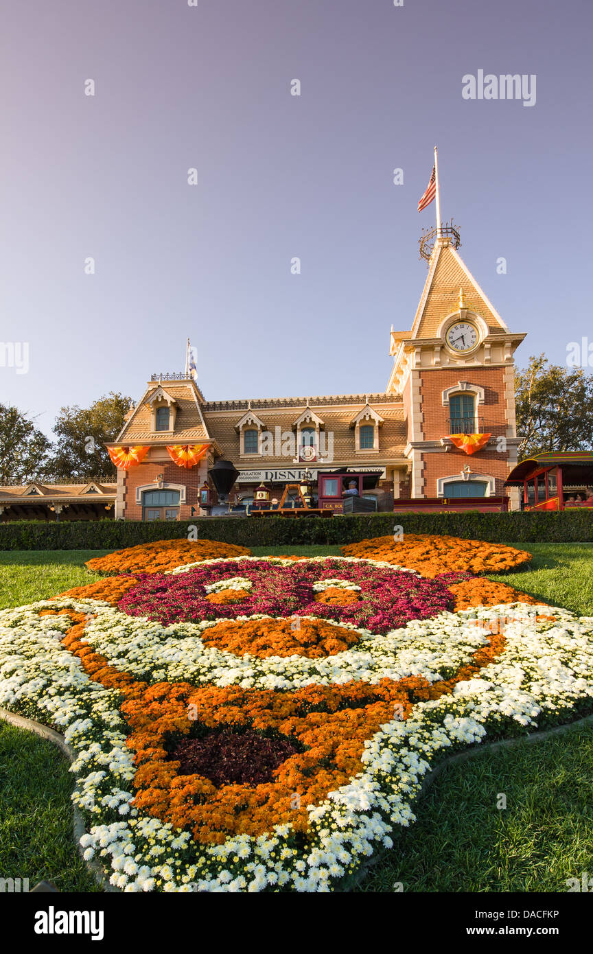 Disney World Railroad Station Zauberreich Disneyland, Anaheim, Kalifornien. Stockfoto