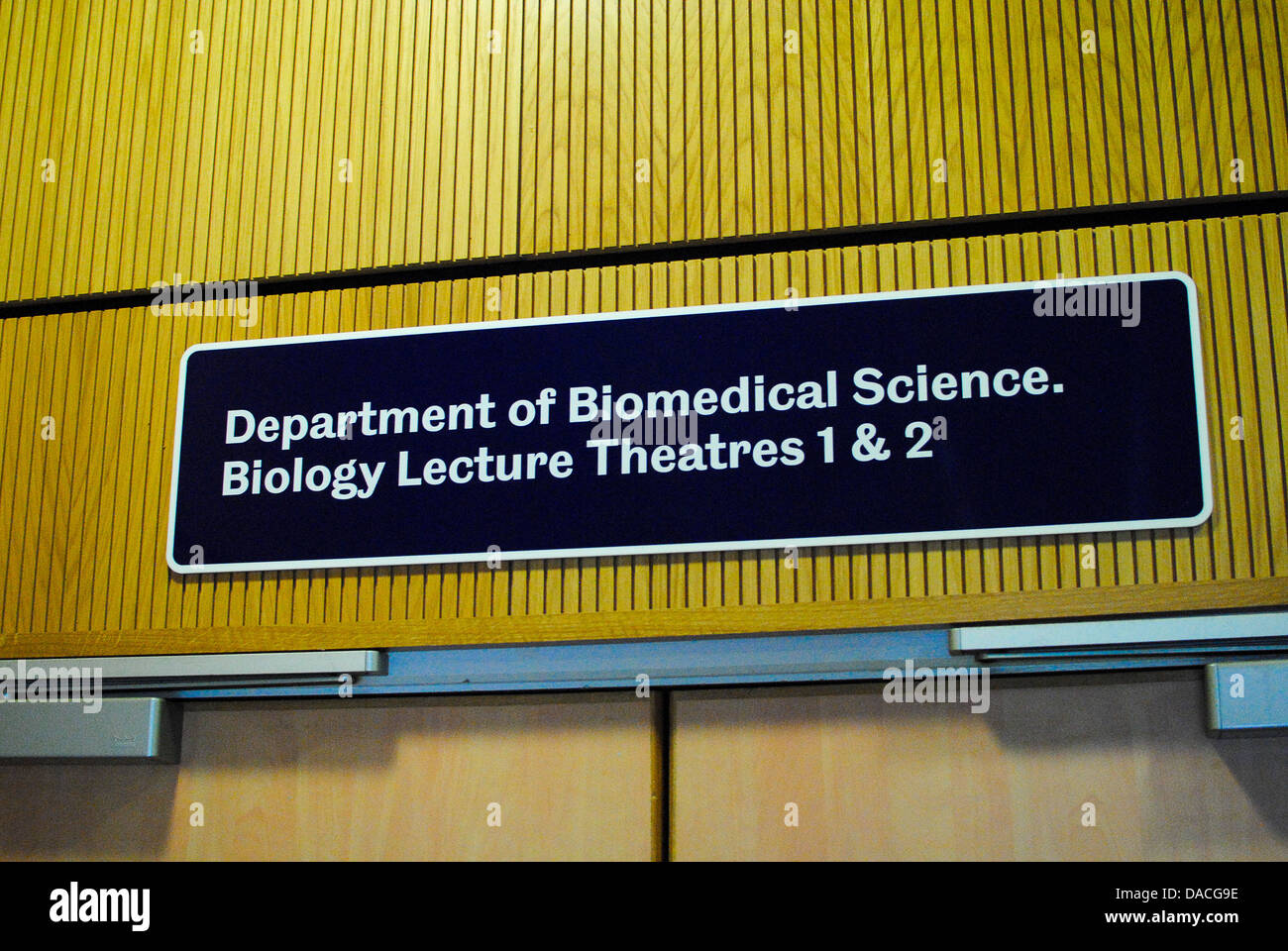 Universität von Sheffield biomedizinische Vortrag Zeichen Stockfoto