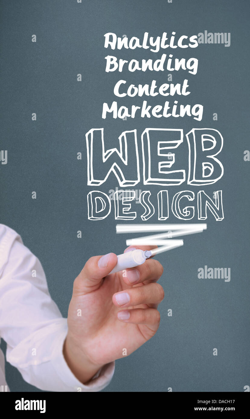 Geschäftsmann, Web-Design mit einem Marker zu schreiben Stockfoto