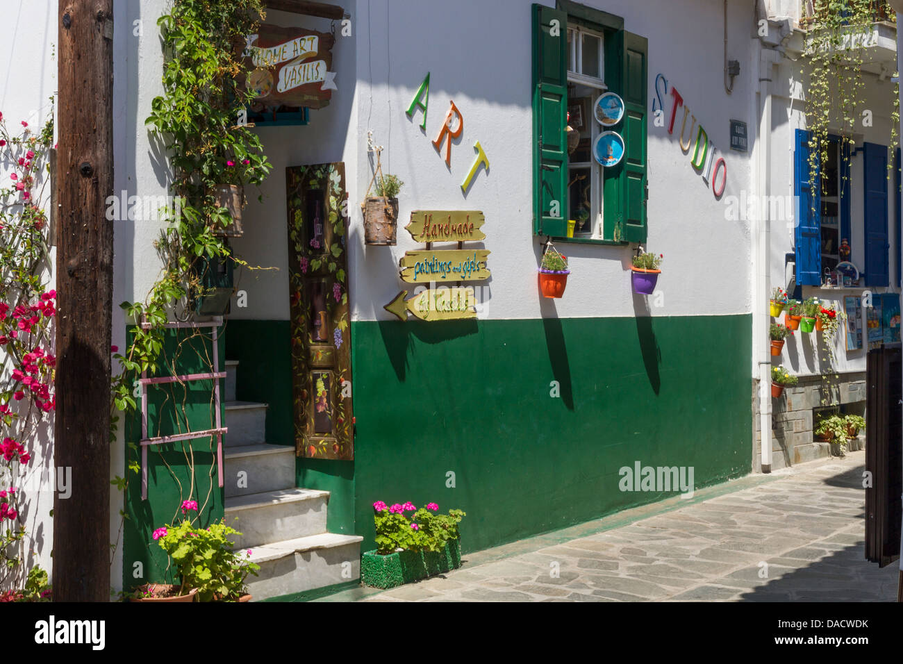 Griechenland Sporaden, Skopelos, Glossa, Kunstatelier Stockfoto