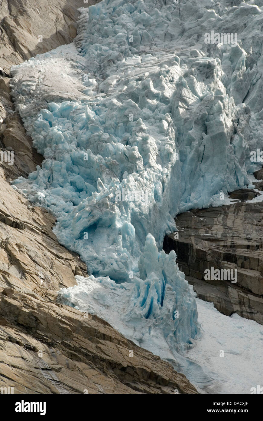 Briksdal Gletscher (Briksdalbreen), westliche Josterdalsbreen, Olden, Norwegen, Skandinavien, Europa Stockfoto