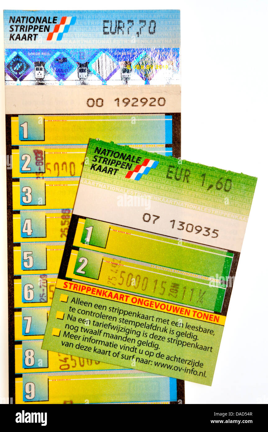 Holländische Nationale Strippenkaart - Multi Reise ÖV-ticket Stockfoto