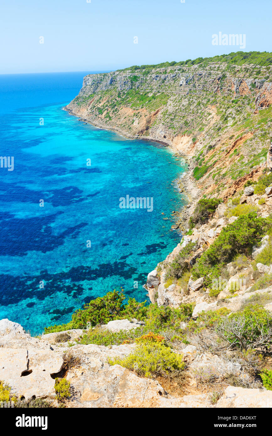 Pilar de sa Mola, Formentera, Balearische Inseln, Spanien, Mittelmeer, Europa Stockfoto