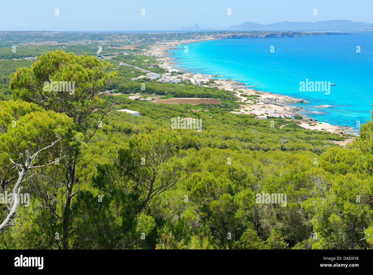 Insel Formentera, Draufsicht, Balearen, Spanien, Mittelmeer, Europa Stockfoto