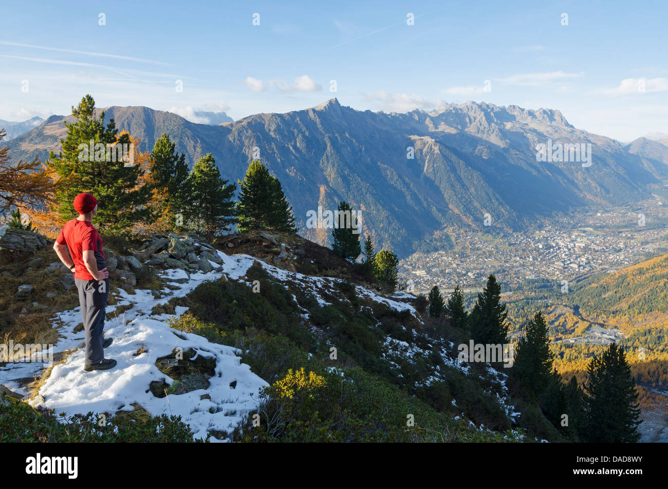 Herbstfärbung im Tal von Chamonix, Chamonix, Haute-Savoie, Französische Alpen, Frankreich, Europa Stockfoto